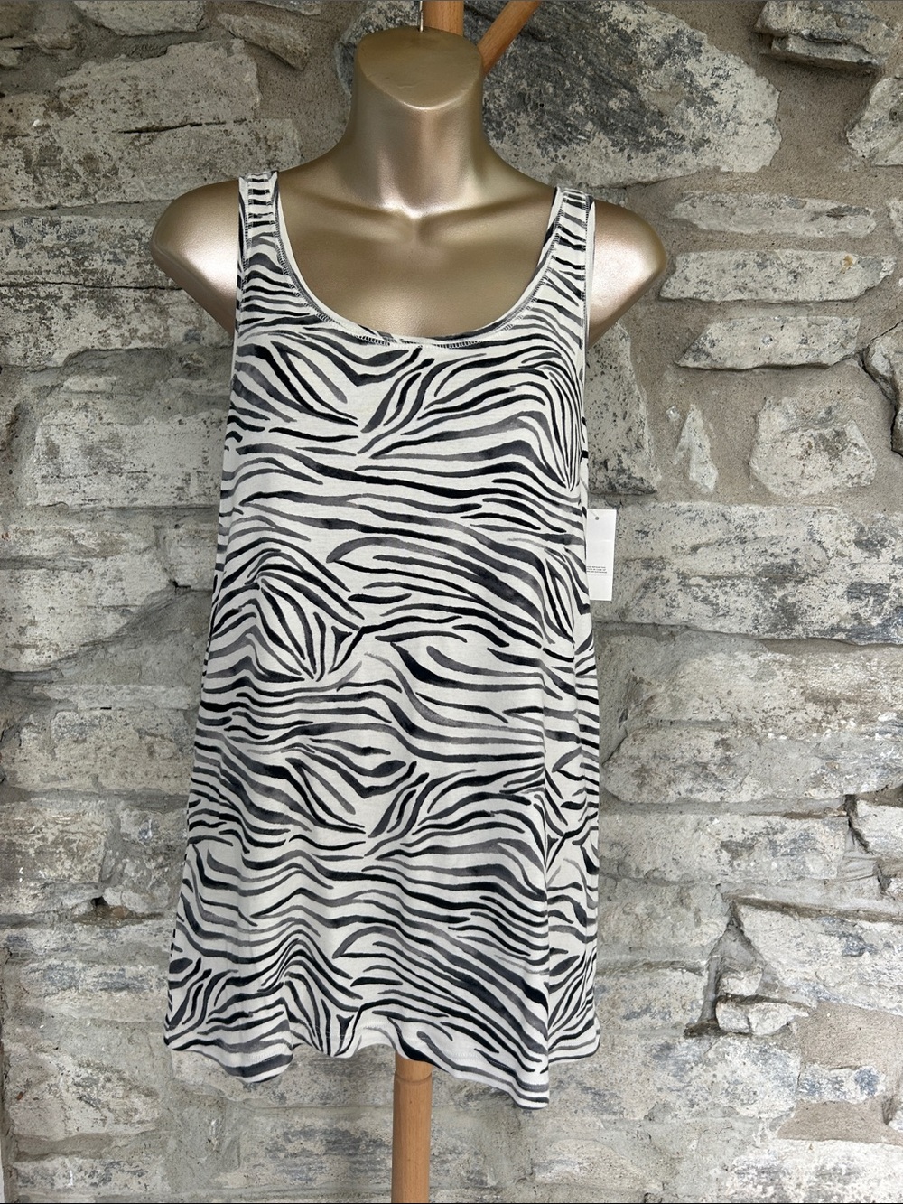 LOFT Black and White Zebra Print Tank Top